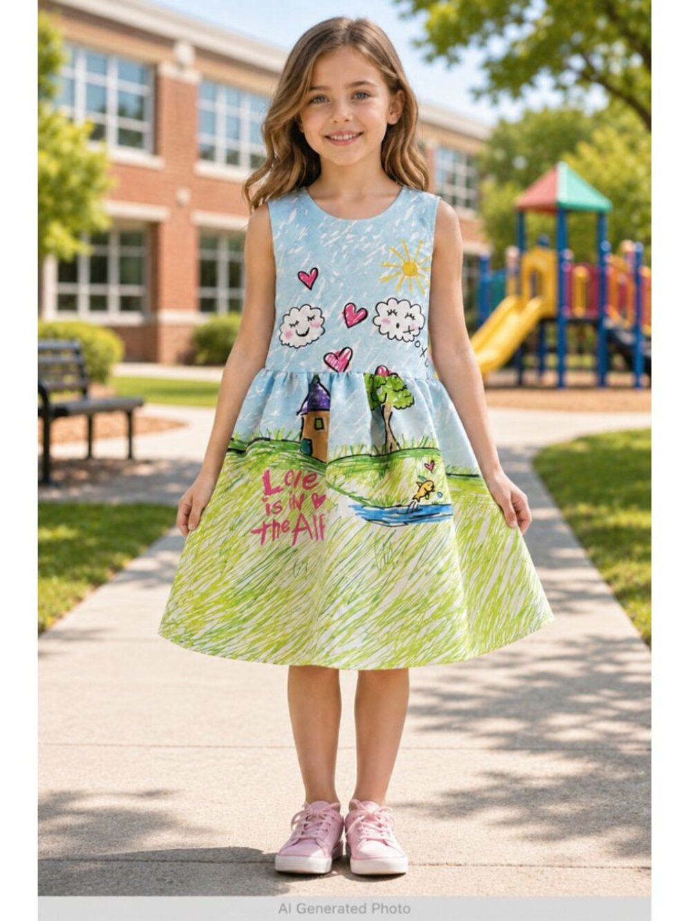 Halabaloo My Daughter Drew Children's Graphic Dress Size 8